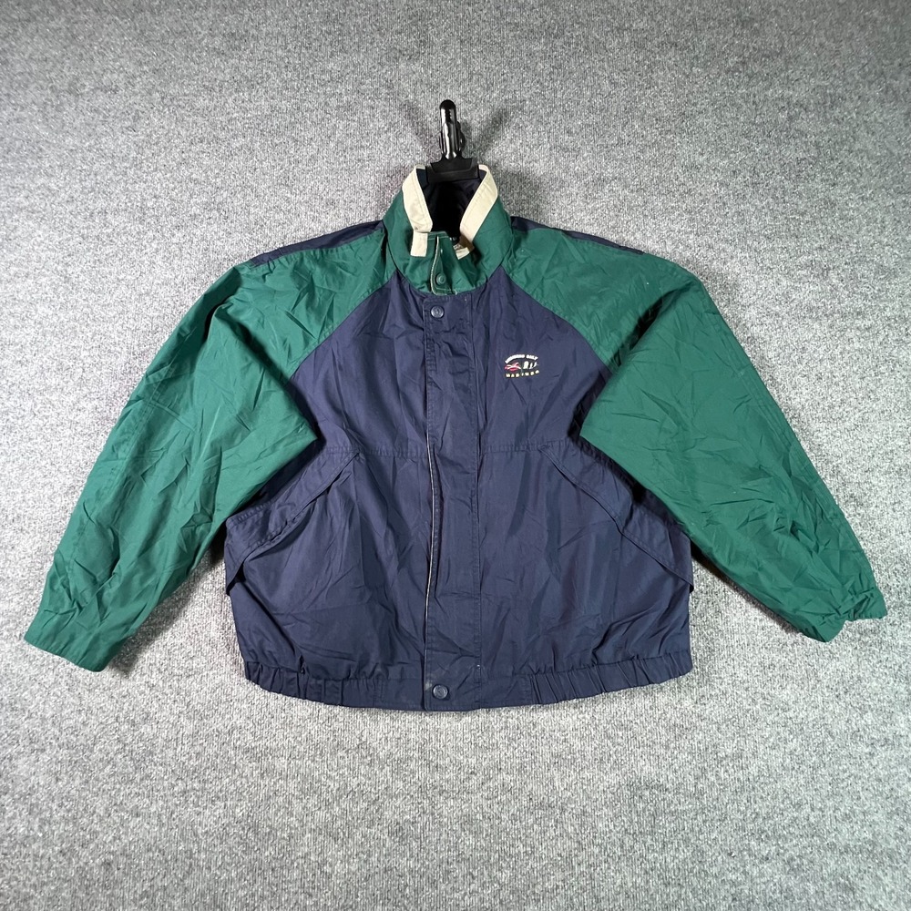 Vintage Members Only Mariner Windbreaker Jacket Mens Large Navy Green Colorblock